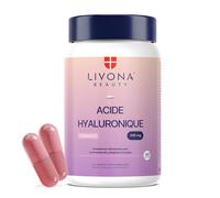 LIVONA BEAUTY Acide Hyaluronique 340 mg + Vitamine C 200 mg - 60 Gélules Végétales VEGAN - Hydratation Peau & Formation Collagène - Fabriqué en UE