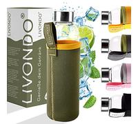 LIVONDO Gourde Gals 0,5 l avec bouchon à vis en acier inoxydable et housse en néoprène - Passe au lave-vaisselle (forêt - vert olive)
