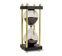 LIVONDO Minuteur de 15 Minutes - Sablier élégant avec Corps en Verre et Cadre Noir doré, décoratif avec Sable Fin Noir Scintillant, idéal pour la Relaxation et la méditation