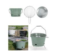 Barbecue portable à charbon VERT Ø 27 cm Grille de cuisson chromée Pieds pliables