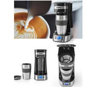 LIVOO Cafetière monodose 750W avec mug isotherme 0,42 L - programmable, filtre nylon réutilisable, écran LCD
