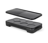 Livoo - Appareil 2 en 1 crêpière et plancha grill DOC349N - 1500W, 2 plaques amovibles, sans PFAS, accessoires inclus, Noir