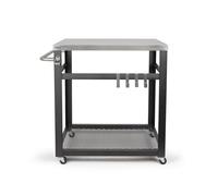 Livoo, Desserte pour Plancha GS147, pour l’Extérieur, en Acier Inoxydable S/S430 et Métal Peint, 4 roulettes, Couleur : Noir/Argent. 73 x 50 x 84 cm