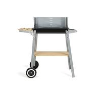 Livoo DOC244 Barbecue Charbon 3/4 Personnes, Surface de Cuisson 48 * 28 cm, Tablettes de Rangement, Gray