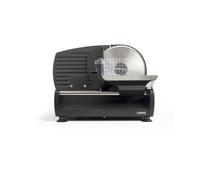 Livoo DOM396 Trancheuse électrique pour Jambon, Pain, Saucisson, Fromage, Lame Ø 19 cm en Acier Inoxydable, Coupe réglable de 0 à 15 mm, Puissance 150 W - Noir