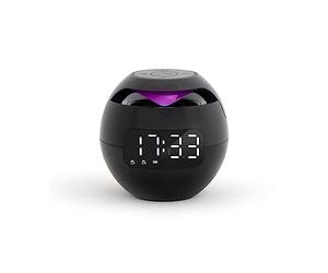 Livoo - Enceinte réveil Compatible Bluetooth® TES255 - 2 en 1, Rechargeable, autonomie 3h, Micro intégré, lumières changeantes, Noir