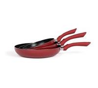 LIVOO MEN124RC set de 3 poëles aspect pierre coloris rouge chili diamètre 20 - 24 - 28 cm en aluminium Rouge chili G