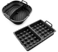 Livoo - Moule Set De 2 Accessoires Airfryer - Rétractable Avec Séparateur & Spécial Gaufres