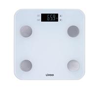 LIVOO DOM427W - Pese-personne impédancemetre - 13 mémoires utilisateurs - 180 kg - Plateau en verre trempé affichage LCD - Bl - Neuf