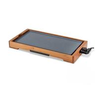 Livoo - Plancha bambou revêtement céramique DOC322-2200W, 50x24.5cm, Sans PFOA:PFOS, Noir/Brun