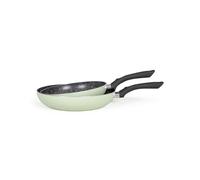 LIVOO Lot de 2 poêles antiadhésives MEN124VE 24/28 cm aspect pierre vertes