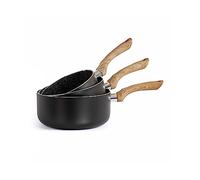 Livoo - set de 3 casseroles MEP115 - Ø 16-18 - 20 cm, manche silicone aspect bois, compatible tous feux, revêtement antiadhésif