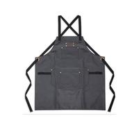 Livoo - Tablier en toile enduite et cuir GS166N - Toile enduite, 3 poches, 2 passants, résiste à l’eau et aux tâches, taille unique, 60 x 80 cm