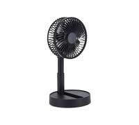 Livoo - Ventilateur de bureau pliable et rechargeable DOM510N - Ø 15 cm, 4 vitesses, minuterie 1 à 8h, nomade, 11h d'autonomie, temps de charge 3.5h, Noir