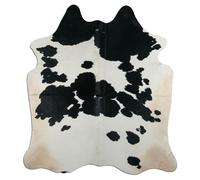 Livorio K335 Tapis en peau de vache - 220 x 190 cm - Noir et blanc - Produit naturel unique en provenance d'Amérique du Sud - Peau de vache véritable - Noir et blanc