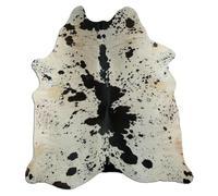 Livorio K335 Tapis en peau de vache - 220 x 200 cm - Noir et blanc moucheté - Produit naturel unique d'Amérique du Sud - Peau de bœuf - Fourrure véritable - Noir et blanc