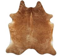 Livorio K337 Tapis en peau de vache - 210 x 200 cm - Marron caramel et blanc - Produit naturel unique en provenance d'Amérique du Sud - Peau de bœuf véritable - Caramel