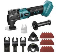 LIVOWALNY Outil Multifonction Oscillant Sans Fil Compatible avec Makita 18V Batterie, Multitool à 6 Vitesses Réglables, Scie Multifonction pour Enlever, Gratter-Bleu（Outils Uniquement）