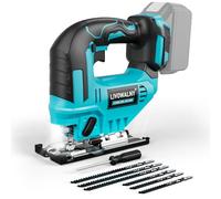 LIVOWALNY Scie Sauteuse Sans Fil Compatible Makita 18V, Vitesse Variable, Coupe en Biseau 45°, avec 6 Lames - Pour Bois, Métal et Plastique (Batterie non incluse)