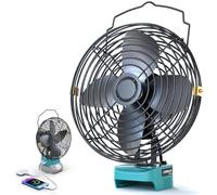 LIVOWALNY Ventilateur sans fil 8" compatible Makita 18V - Ventilateur compact avec port USB/Type-C et protection basse tension - Idéal atelier, extérieur, maison, chantier (non batterie)