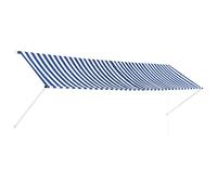 [Livraison flash] Auvent auxiliaire, store de balcon, convient pour jardin, véranda, pergola, pelouse, balcon, terrasse, store rétractable 400 x 150 cm bleu et blanc