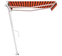 [Livraison flash] Protection solaire, protection UV, auvent, convient pour jardin, véranda, pergola, pelouse, balcon, terrasse, store sur pied rétractable à la main, 350 x 250 cm Orange/marron