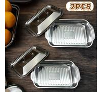 Livraison rapide : 2 plaques de cuisson en acier inoxydable avec couvercles, style gaufré M-Code - d