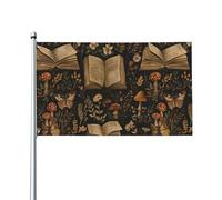 Livre Ancien Et Champignons Drapeau Solide Bannière Résistant Aux Intempéries Drapeau De Jardin Pour Cour Balcon Vacances Mur 90X150Cm