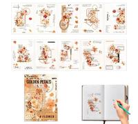 Livre autocollant vintage, livre autocollant de fleurs | 20 feuilles autocollants pour journal pour animaux de compagnie - Décoration d'embellissements créatifs, matériaux pour adultes fournitures de