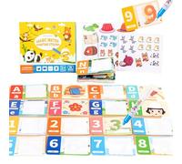 Livre Autocollants pour - Autocollants Éducatifs pour Jeunes - Cartes Double Face Lettres Chiffres Créations Statiques pour Voyage Avion Anniversaire École Dimanche Classe