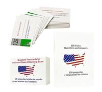 Livre Citoyenneté Américaine 2026 | Manuel Bilingue De Naturalisation - 128 Fiches Mémo Anglais Espagnol,Capitale Président État Histoire Gouvernement Questions Réponses Pour Hommes Et