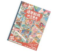 Livre d ' autocollants de construction de scènes avec un format de | 7 styles de scènes coordonnés, bâtiments et accents décoratifs, mises en page thématiques pour cahiers et cartes de