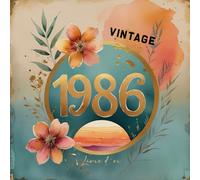 Livre d’Or Anniversaire 40 ans retro - Vintage et Élégant | Journal de Souvenirs 40 Ans avec Fleurs et Coucher de Soleil Californien