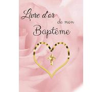 Livre d’or de mon baptême: Pour fille | Élégant papier blanc cassé | 80 pages (lignées et non-lignées avec petites illustrations ) | Format 17,78 X 25,4 cm