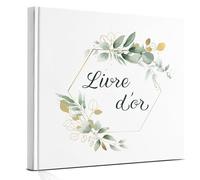 Livre d’or élégant à motif hexagonal, 120 pages - Pour mariage, anniversaire, baptême et événements spéciaux, couverture rigide, pages blanches à personnaliser pour photos, messages et vœux