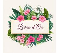 Livre d’Or Mariage Élégant 21,59 x 21,59 cm - Guest Book Wedding Floral Rose & Vert - Livre Souvenir Invités - Cadeau Mariage Chic et Original