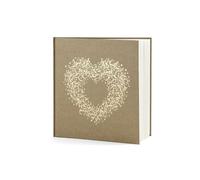 Livre d or mariage kraft naturel motif coeur or Le livre d or lin naturel 20.5x20.5cm