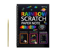 Livre d'activités à gratter - Feuilles de revêtement noir, créativité visuelle, couche de couleurs vives avec outil à gratter lisse, carnet d'entraînement artistique pour jeunes apprenants, matériau