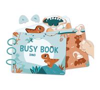 Janod - Busy Book Dino, 18 pages - Livre d'activités - apprentissage chiffres & alphabet dès 3 ans