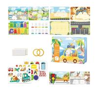 Livre d'Activités en Carton | Jouets Sensoriels Éducatifs | Cahier d'Activités de Voyage Calme Éducatif Préscolaire | pour Voiture Restaurant Poussette Chaise Haute Maison École