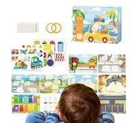 Livre d'Activités en Carton | Jouets Sensoriels Éducatifs,Livre d'Activité Sensoriel Calme | pour Avion Road Trip École à la Maison Jardin d'