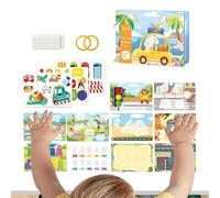 Livre d'activités - Puzzle d'éveil, jouet d'éducation précoce, jouets sensoriels d'apprentissage de la motricité fine, livre interactif pour bébés | pour voiture avion restaurant poussette chaise haut