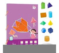 Livre d'apprentissage à la géométrie 3D, jeu de jouets éducatifs, 31,69 x 8,27 pouces, comprend 9 12 15 solides, aide à la récupération spatiale manuelle, activité mathématique interactive, pour