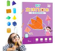 Livre d'apprentissage de la géométrie 3D à cordon de tirage, géométrie pour débutants avec modèles géométriques solides 9/12/15 solides, enseigner le volume et la surface (A)