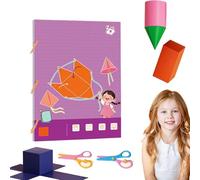 Livre d'apprentissage de la géométrie 3D avec cordes à tirer, livre de géométrie 3D avec modèles en bois et corde à tirer, kit de géométrie pratique pour maternelle, école à domicile pour débutants (A