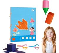 Livre d'apprentissage de la géométrie 3D avec cordes à tirer, livre de géométrie 3D avec modèles en bois et corde à tirer, kit de géométrie pratique pour maternelle, école à domicile pour débutants (C