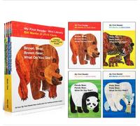 Livre D'apprentissage De L'anglais Pour Enfants, Mini Bibliothèque Mon Premier Lecteur: Ours Brun, Panda, Bébé, Ours Polaire, Qu'est-Ce Que Vous Voyez? Eric Carle, 4 Pièces
