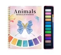 Livre d'aquarelle, avec 12 couleurs d'aquarelle et pinceaux, accessoires d'art, carnet de travail pour débutants, aquarelles, pour enfants, filles, femmes, maison, école, voyage, exercices d'art