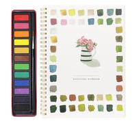 Livre d'aquarelle avec peinture aquarelle, carnet de travail aquarelle adapté aux débutants, 12 couleurs, ensemble de peintures aquarelles avec pinceau, livre d'aquarelle portable pour enfants et