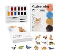 Livre D'Aquarelle Cahier D'Exercices De Peinture Facile Avec Pinceaux